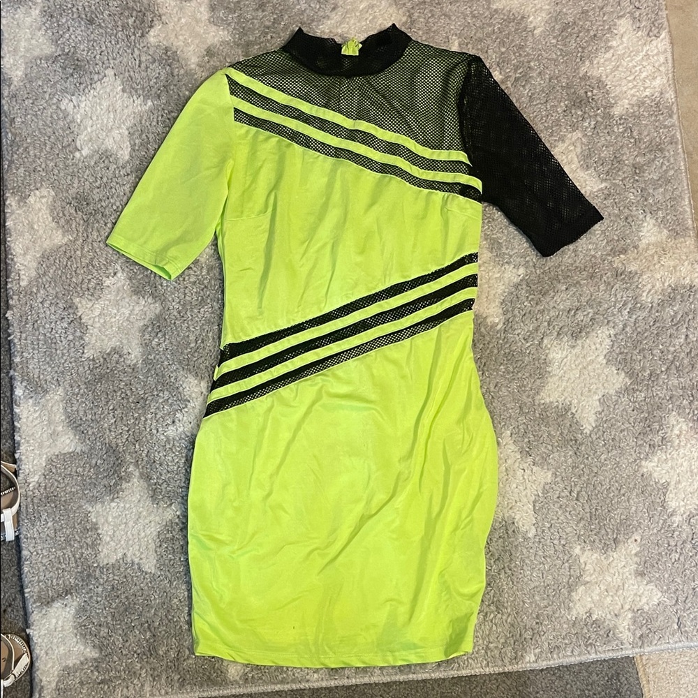 Fashion Nova Neon Yellow and Black Mini Dress